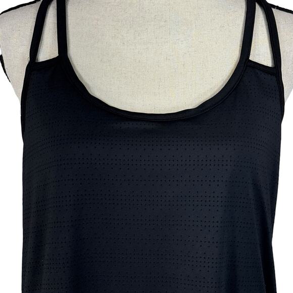 Athleta X-Large Full Force 2-in-1 Tank Top Perforated Criss-Cross Stretch Black - Picture 2 of 10